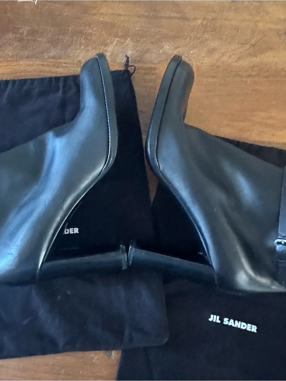 Jil Sander black leather booties ladies size 40 NWOB